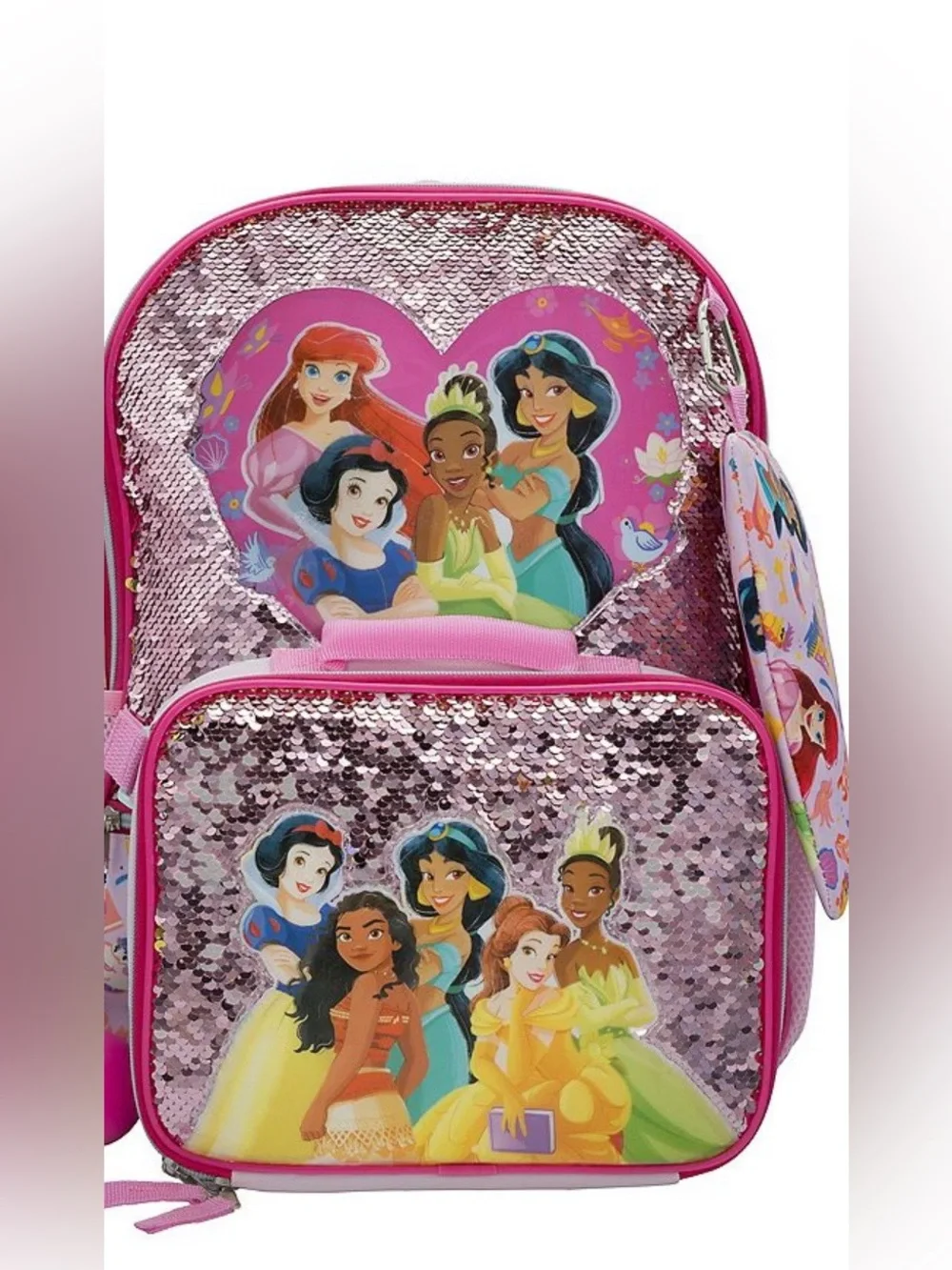 NWT Disney Princess 3pc Bling Backpack Set
